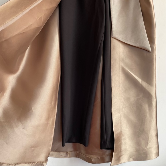 Kay Unger Sophie Jumpsuit Light Gold Dress Black Pants Sleeveless Formal Gown 8 - Picture 7 of 12